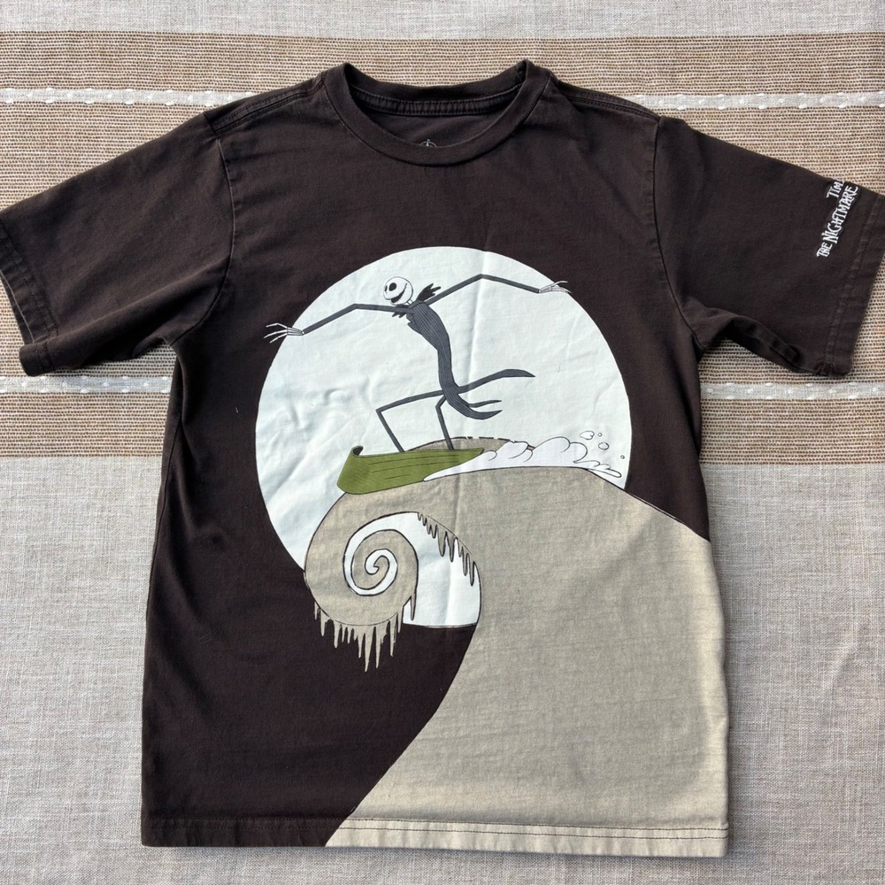 Disney Nightmare Before Christmas Jack Skellington Surfing T-Shirt Kids Brown